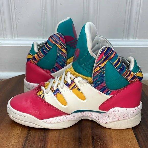 adidas Multicolor High-Top Athletic Sneakers — Pink, Teal, Yellow - Picture 3 of 16
